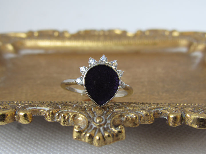 Radiant Teardrop Ashes Ring - Sterling Silver Cremation Jewelry - Grief Keepsake Ring