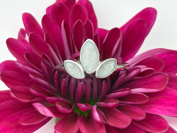 Trinity Bloom Memorial Ring - Custom Ashes Ring - Cremation Keepsake Jewelry