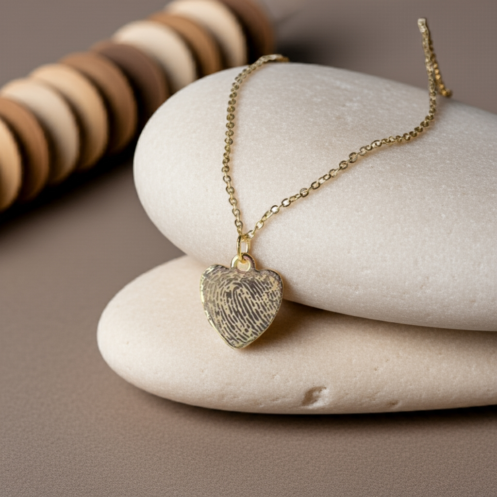 Fingerprint Heart Necklace - Personalized Keepsake Pendant