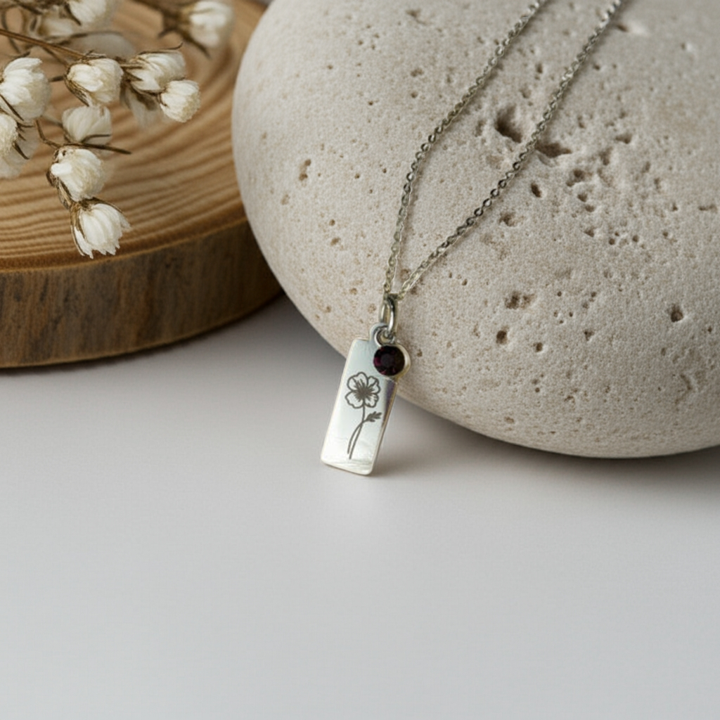 Birth Flower Necklace - Custom Floral Pendant Gift