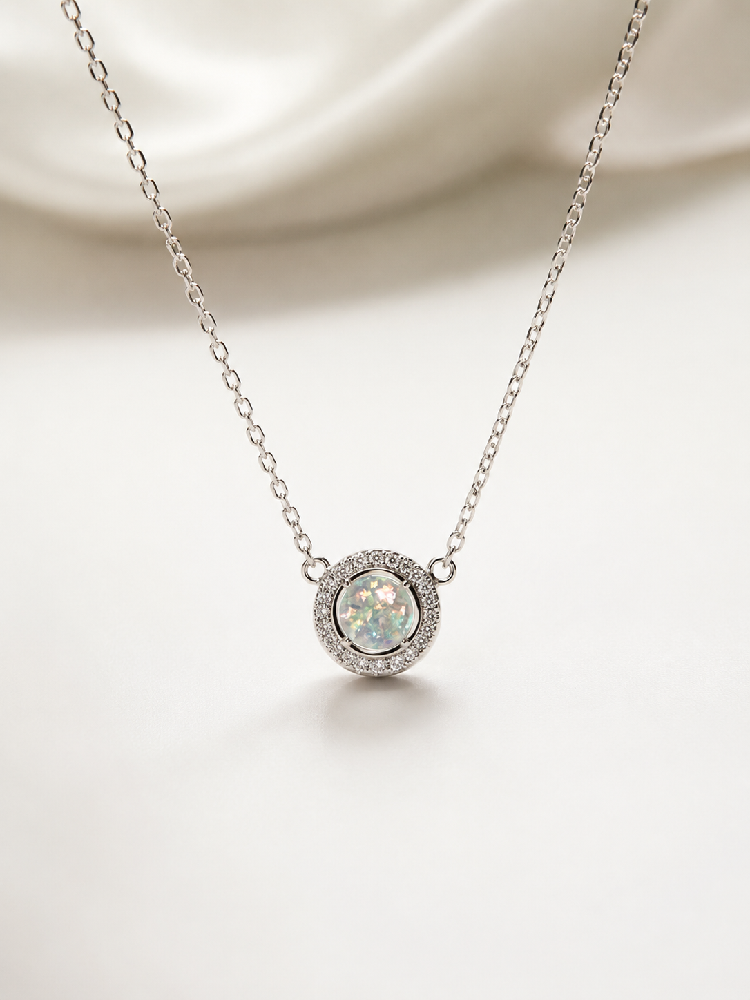 Round Halo Necklace - Ashes or Keepsake Memorial Pendant