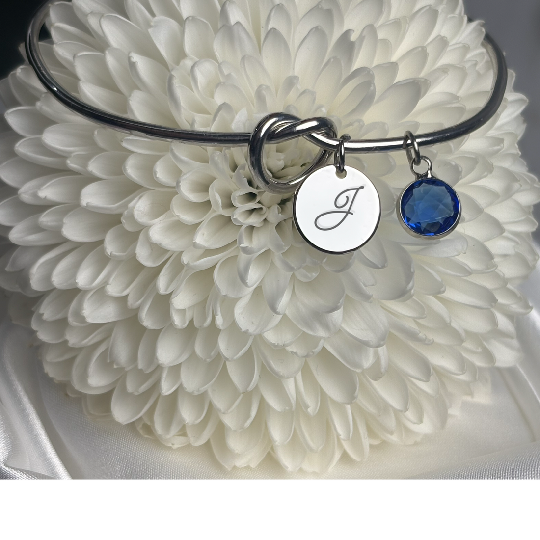Custom engraved birthstone and initial bracelet