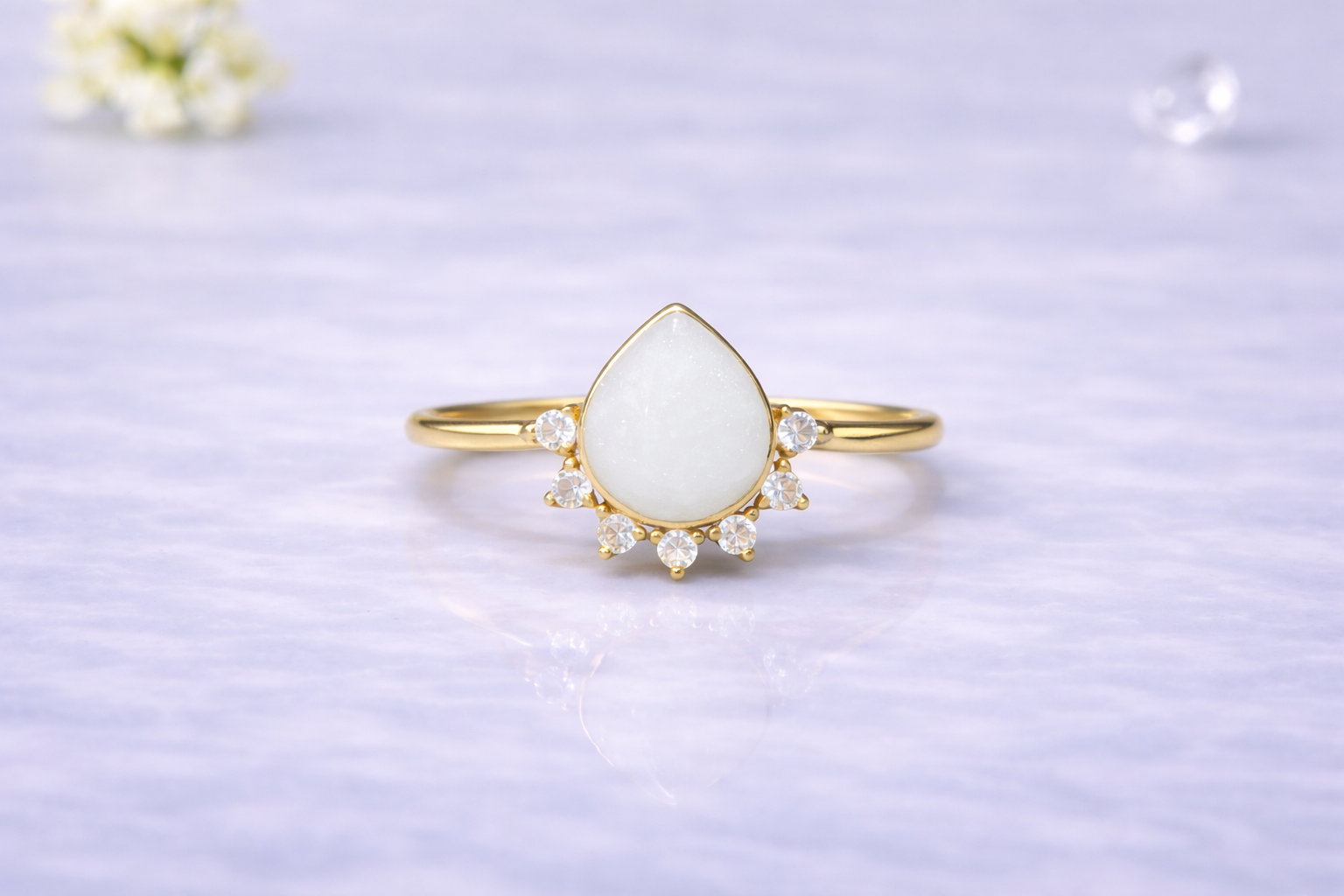 Radiant Teardrop Ashes Ring - Sterling Silver Cremation Jewelry - Grief Keepsake Ring