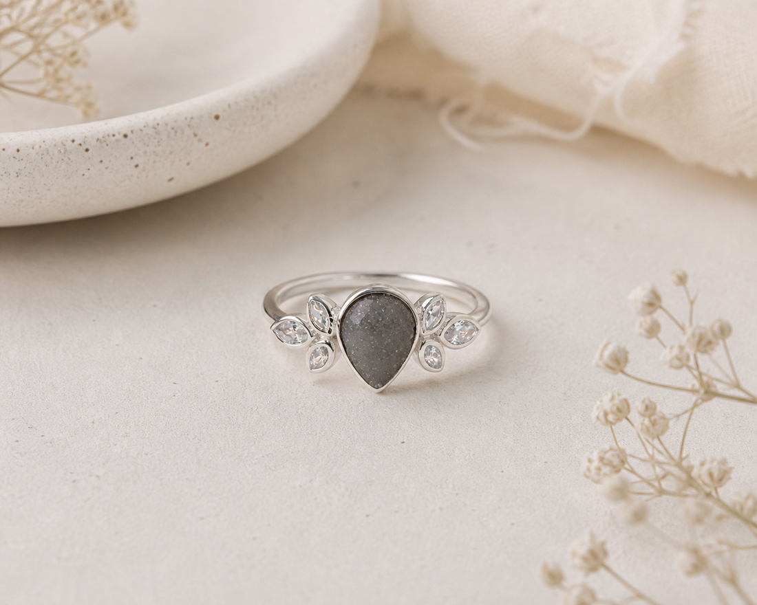 Vintage Leaf Memory Ring- Ashes or Hair