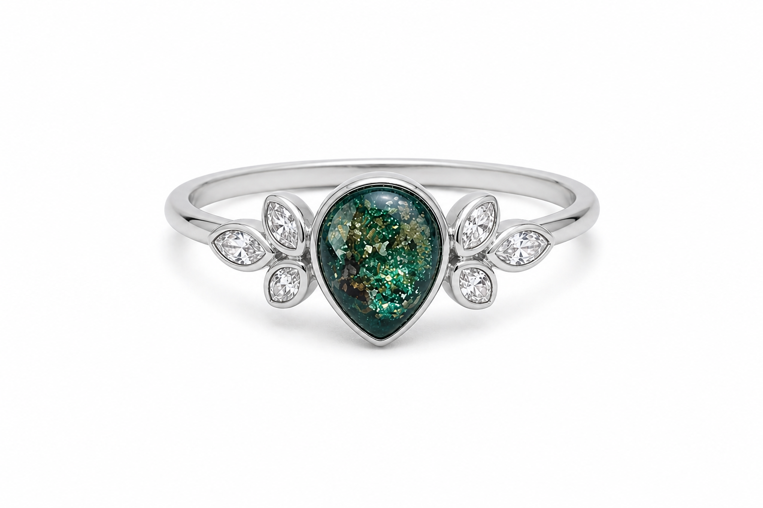 Vintage Leaf Memory Ring- Ashes or Hair