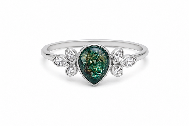 Vintage Leaf Memory Ring- Ashes or Hair