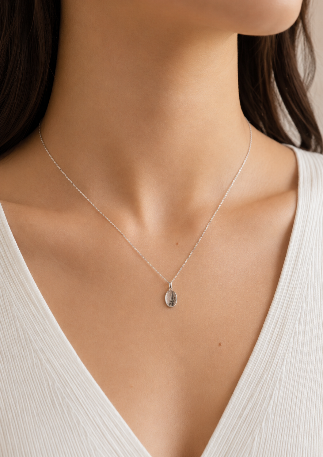 Oval Memorial Necklace – Ashes or Hair Keepsake Jewelry