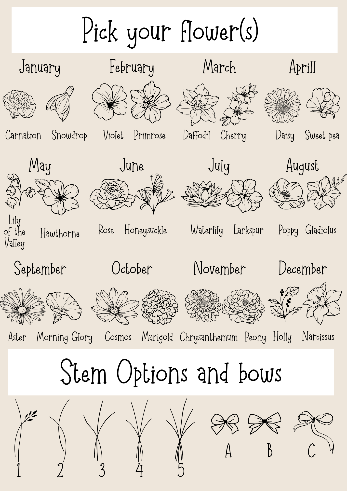 Birth Flower Bracelet - Custom Floral Jewelry Gift