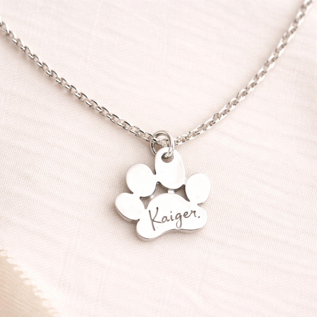 Engraved Paw Print necklace