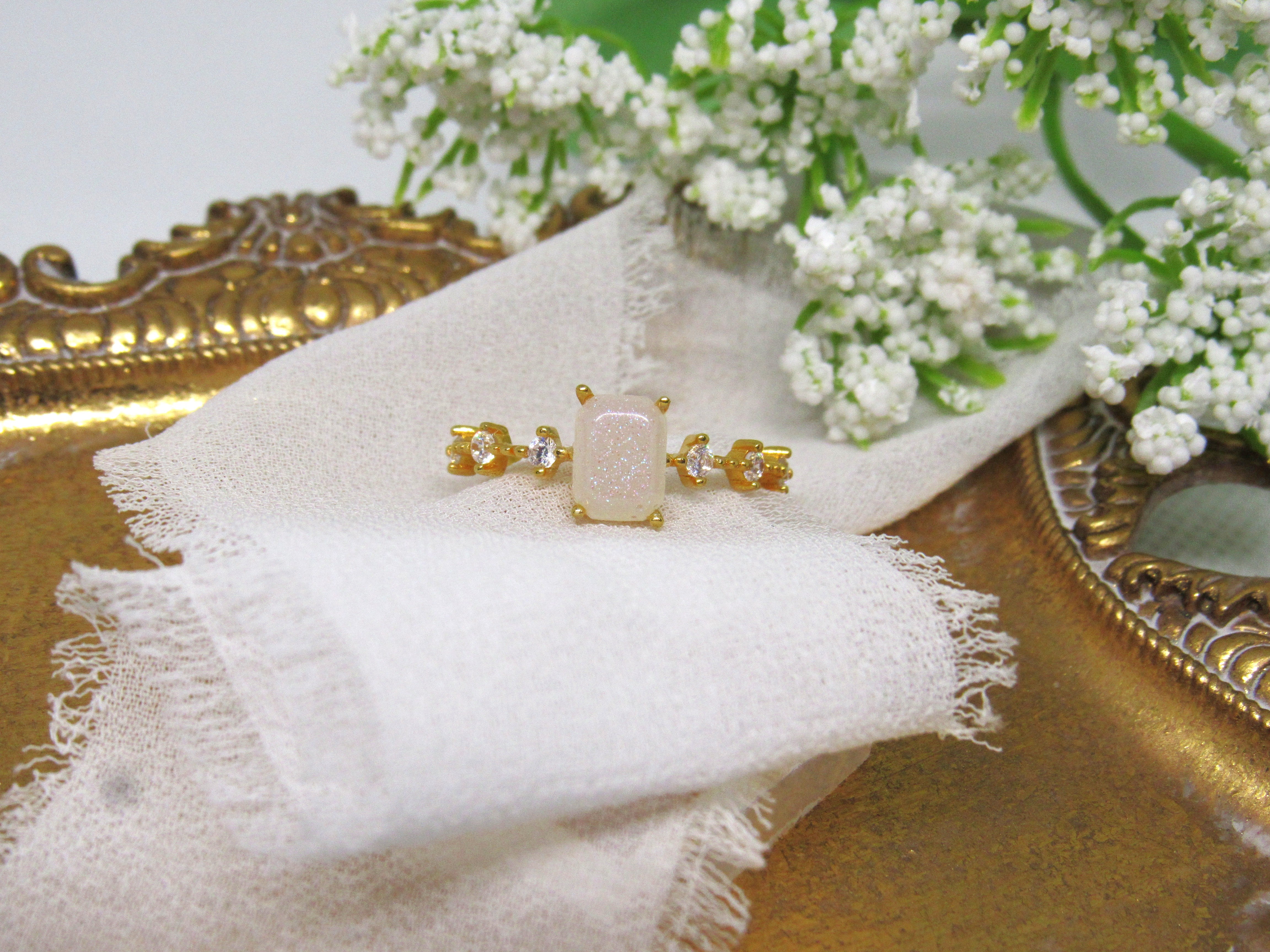 Celeste Gold Memorial Ring - Custom Ashes, Breastmilk, or Hair Keepsake