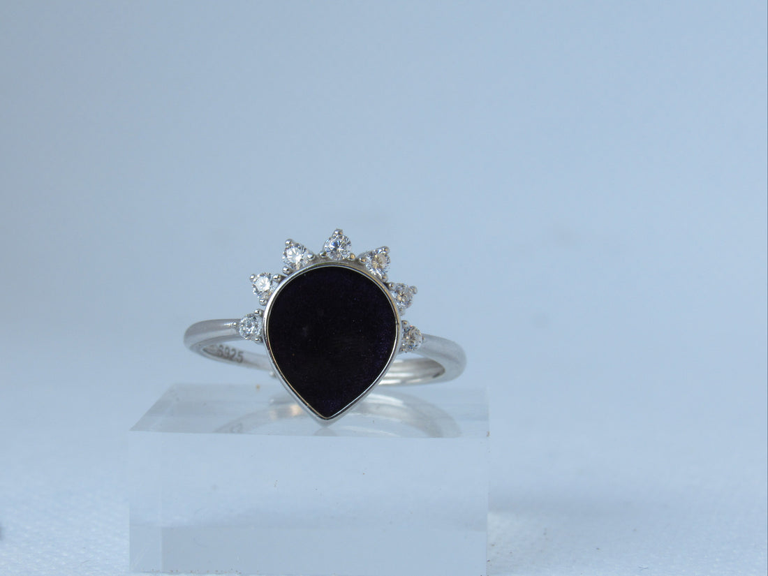 Radiant Teardrop Ashes Ring - Sterling Silver Cremation Jewelry - Grief Keepsake Ring