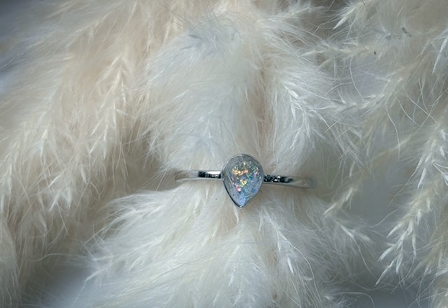 Tear Drop Ring - Custom Memorial Jewelry with Ashes or Milk