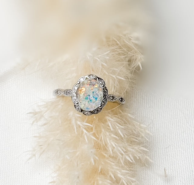 Art Deco Oval Ring - Vintage-Inspired Keepsake with Ashes or Hair