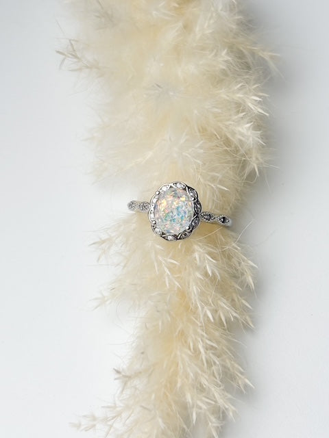 Art Deco Oval Ring - Vintage-Inspired Keepsake with Ashes or Hair