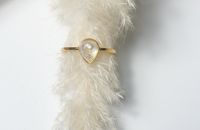 Tear Drop Ring - Custom Memorial Jewelry with Ashes or Milk