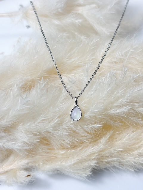 Pear Bezel Necklace - Ashes or Breastmilk Memorial Pendant