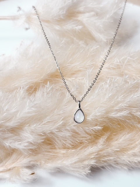 Pear Bezel Necklace - Ashes or Breastmilk Memorial Pendant