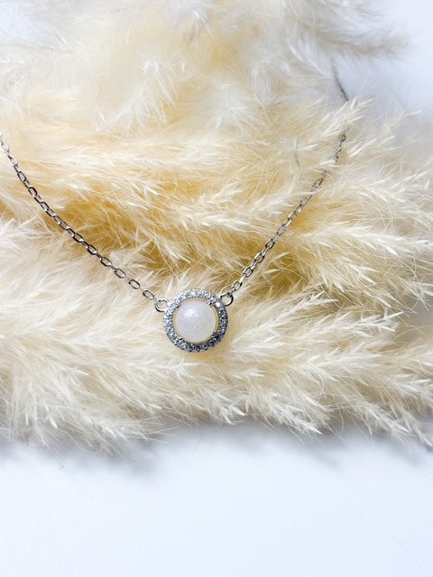 Round Halo Necklace - Ashes or Keepsake Memorial Pendant
