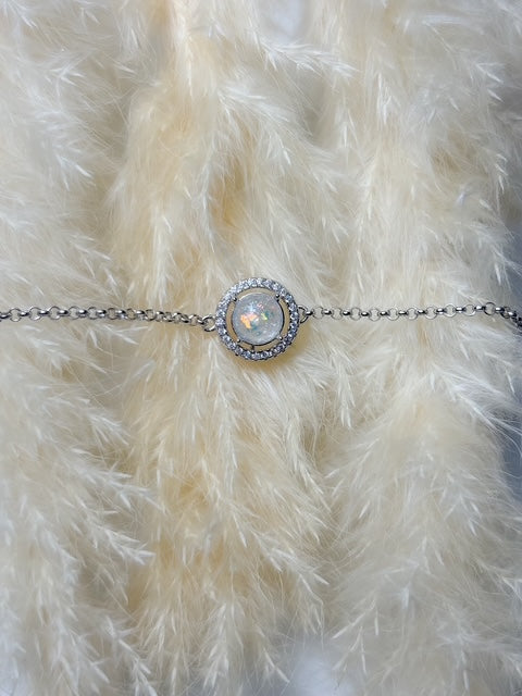 Round Halo Bracelet - Ashes or Keepsake Memorial Jewelry