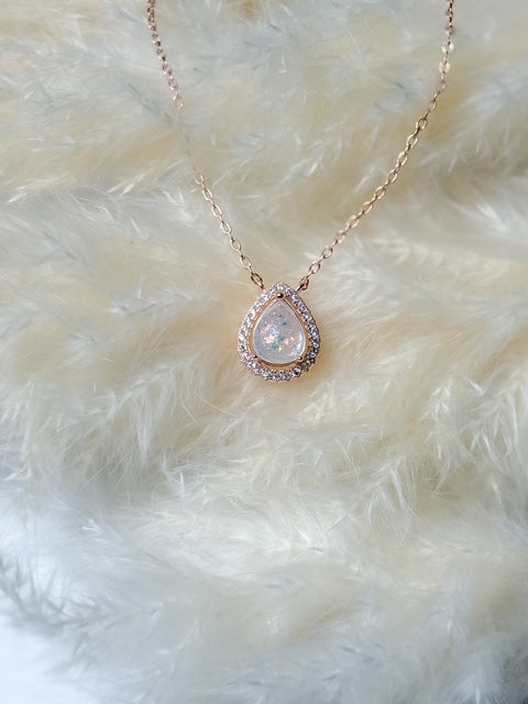 Pear Halo Necklace - Ashes or Breastmilk Memorial Pendant