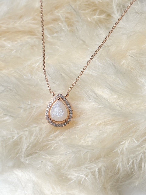 Pear Halo Necklace - Ashes or Breastmilk Memorial Pendant