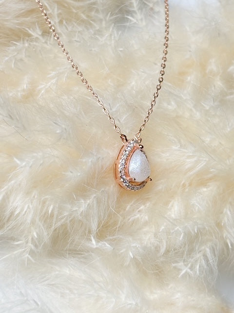 Pear Halo Necklace - Ashes or Breastmilk Memorial Pendant