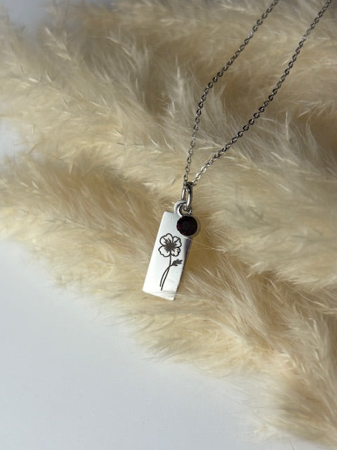 Birth Flower Necklace - Custom Floral Pendant Gift