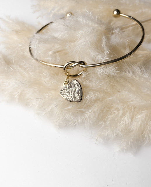 Fingerprint Heart Bracelet - Custom Engraved Memorial Jewelry