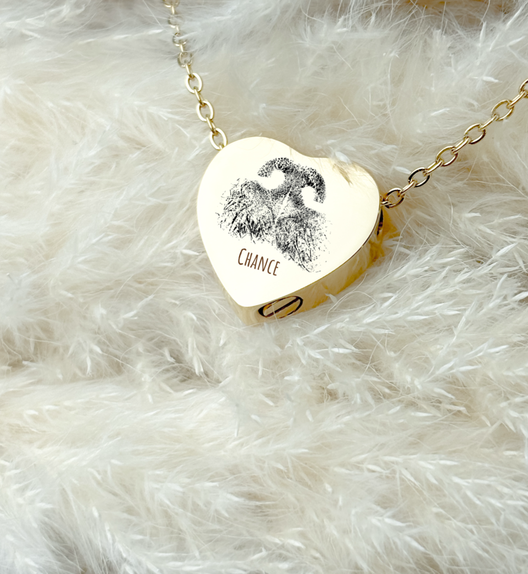 Engraved Urn Necklace - Cremation Ashes Keepsake Pendant