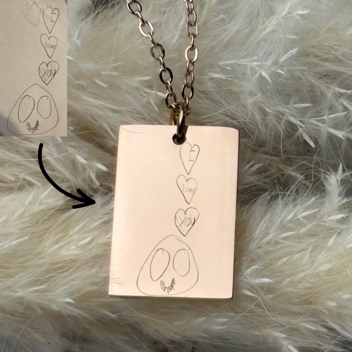 Handwriting or Drawing Necklace - Custom Engraved Jewelry