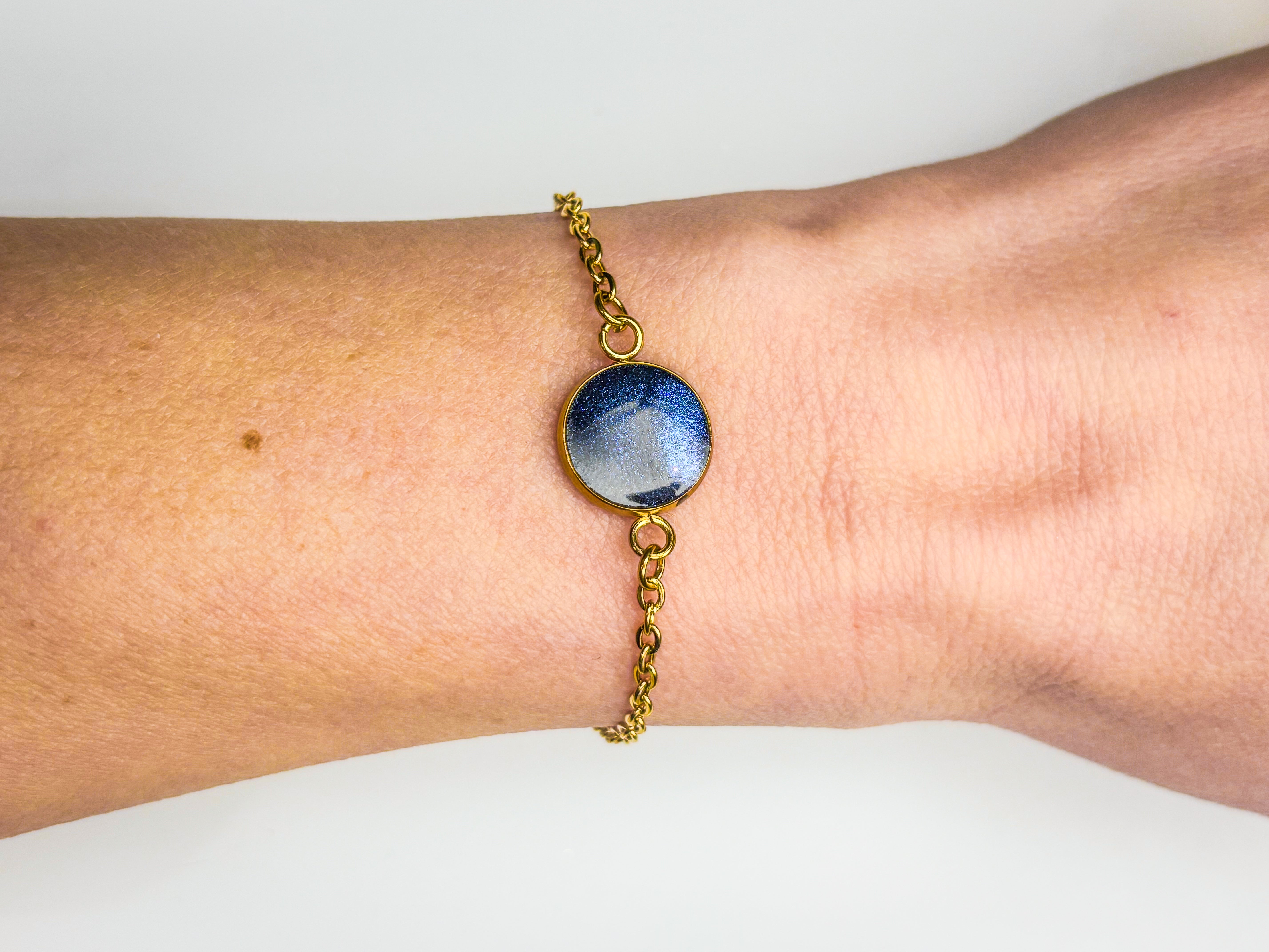 Round Bezel Bracelet - Custom Ashes or Breastmilk Keepsake