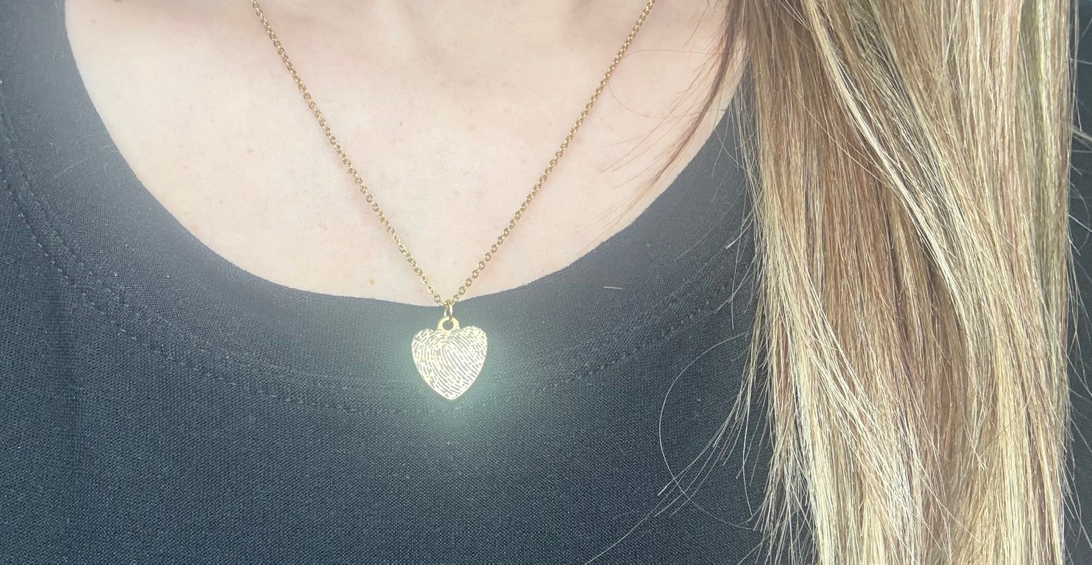 Fingerprint Heart Necklace - Personalized Keepsake Pendant