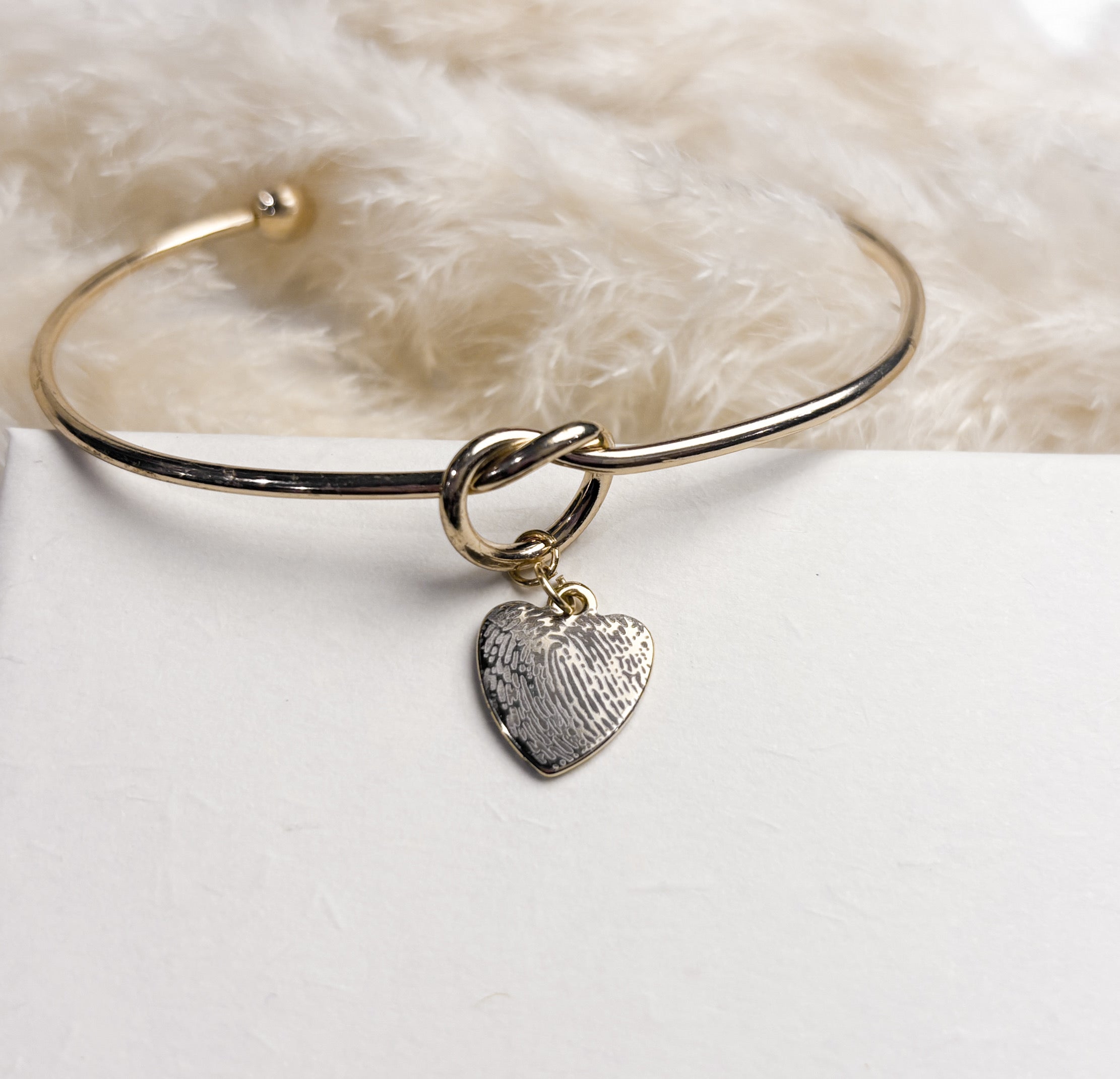Fingerprint Heart Bracelet - Custom Engraved Memorial Jewelry