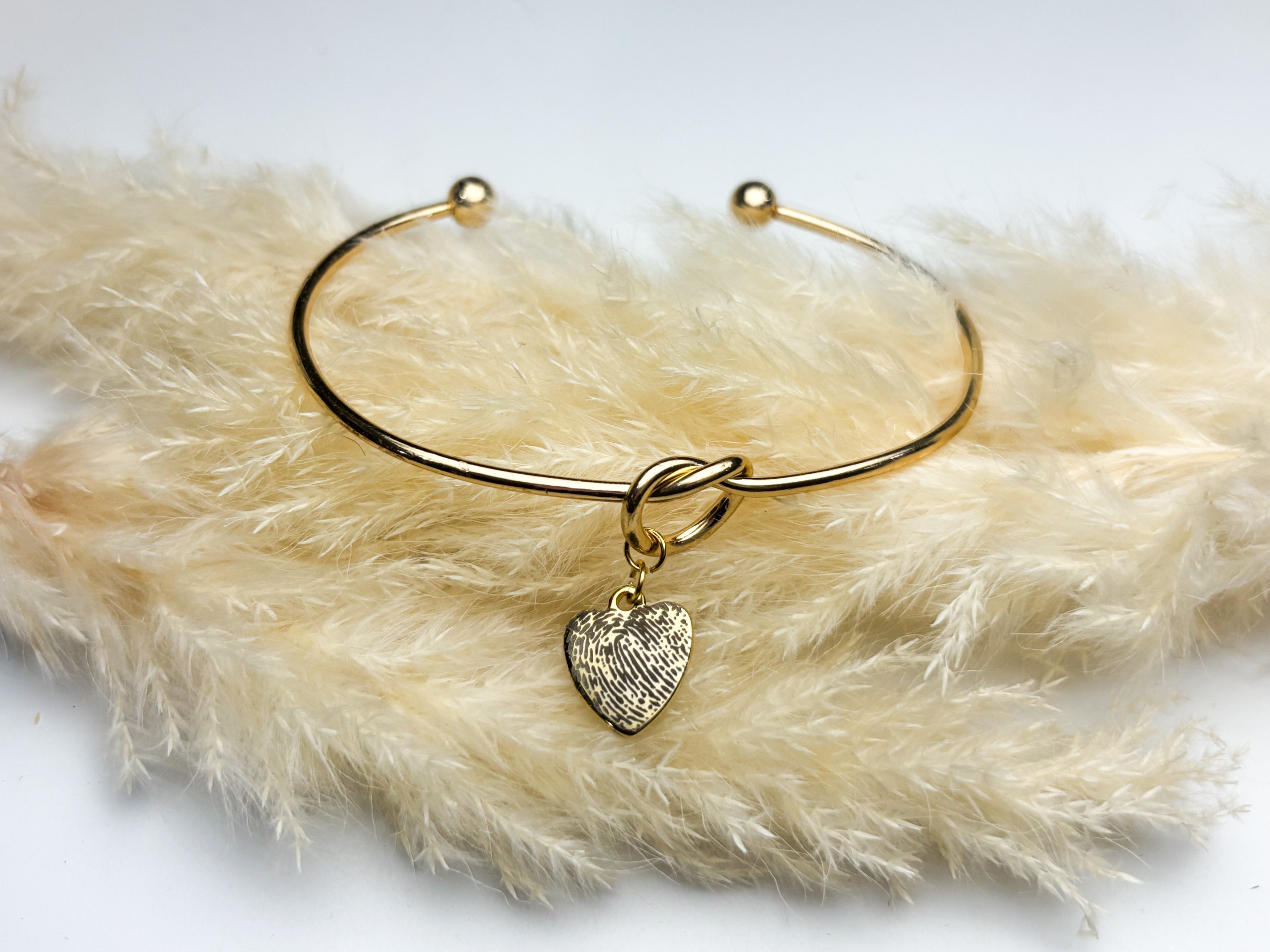 Fingerprint Heart Bracelet - Custom Engraved Memorial Jewelry