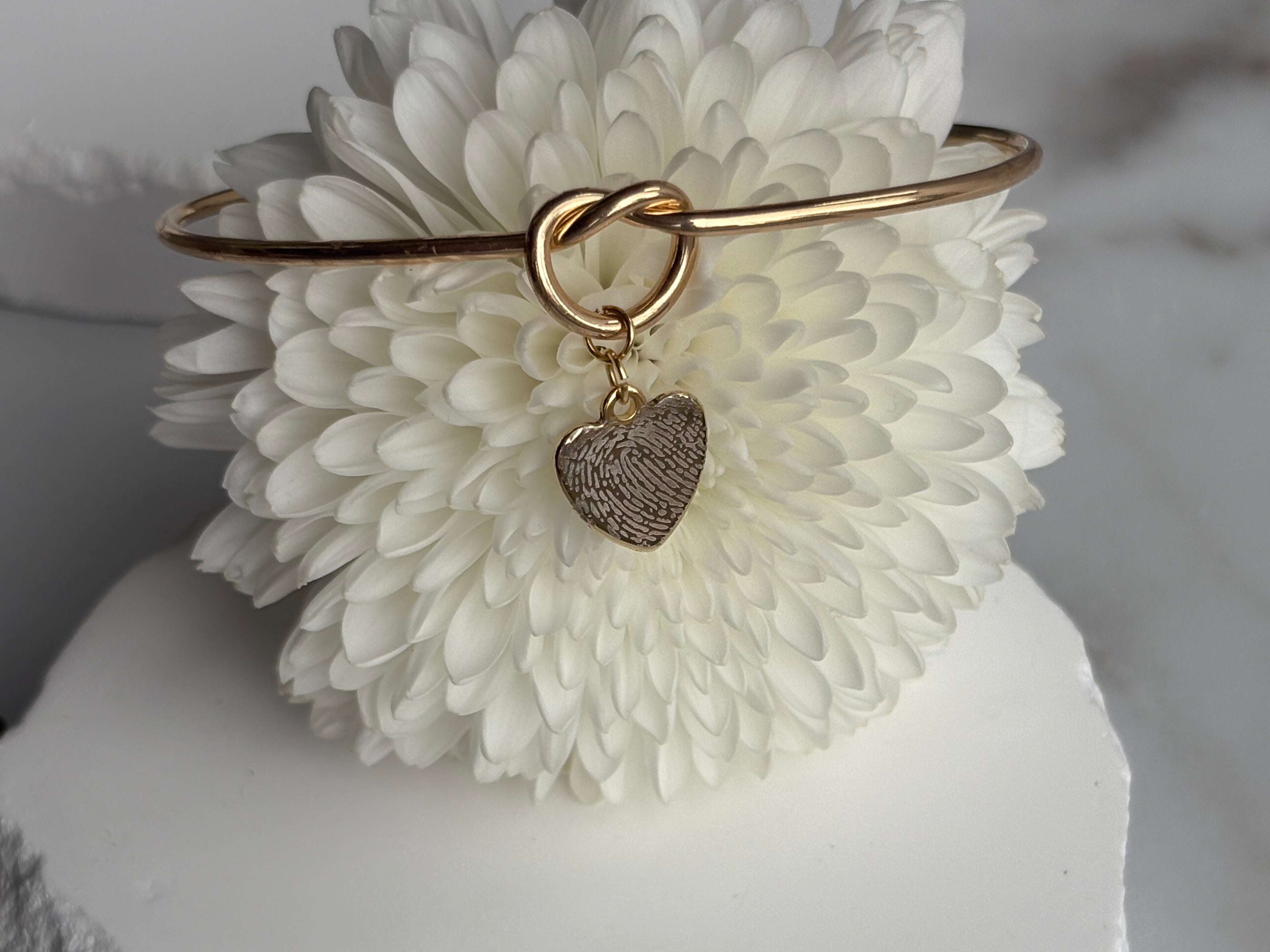 Fingerprint Heart Bracelet - Custom Engraved Memorial Jewelry
