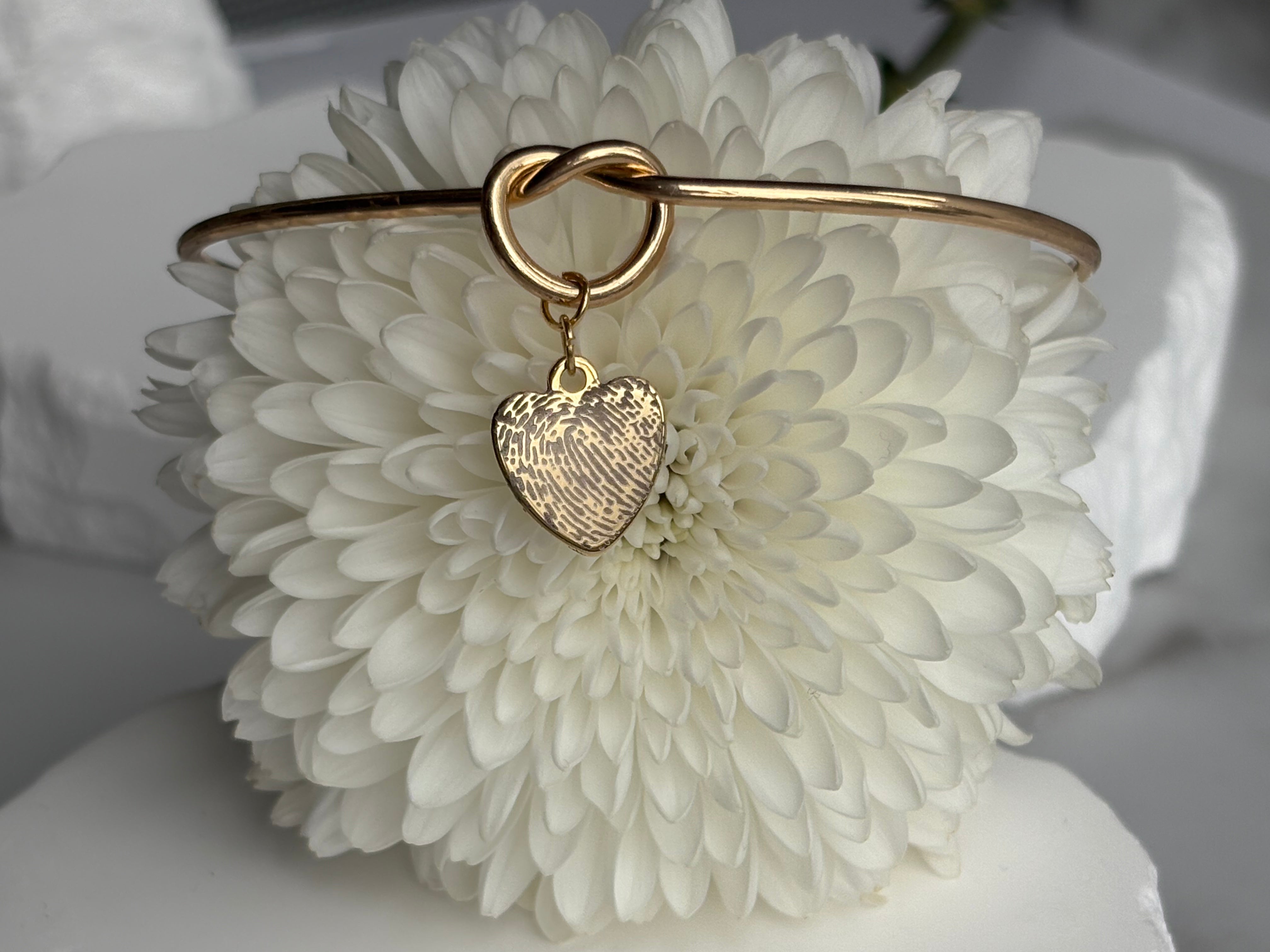 Fingerprint Heart Bracelet - Custom Engraved Memorial Jewelry
