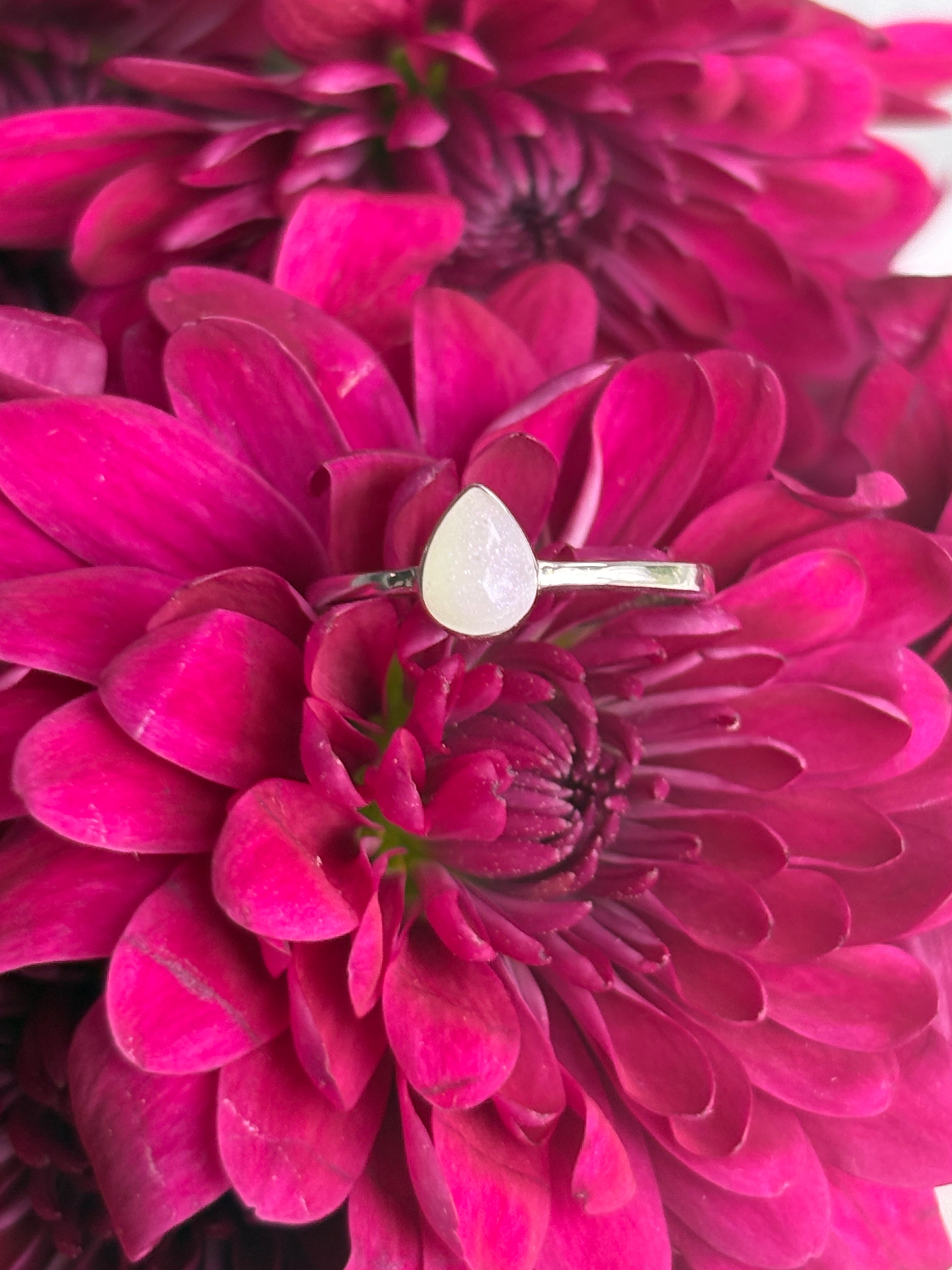 Tear Drop Ring - Custom Memorial Jewelry with Ashes or Milk