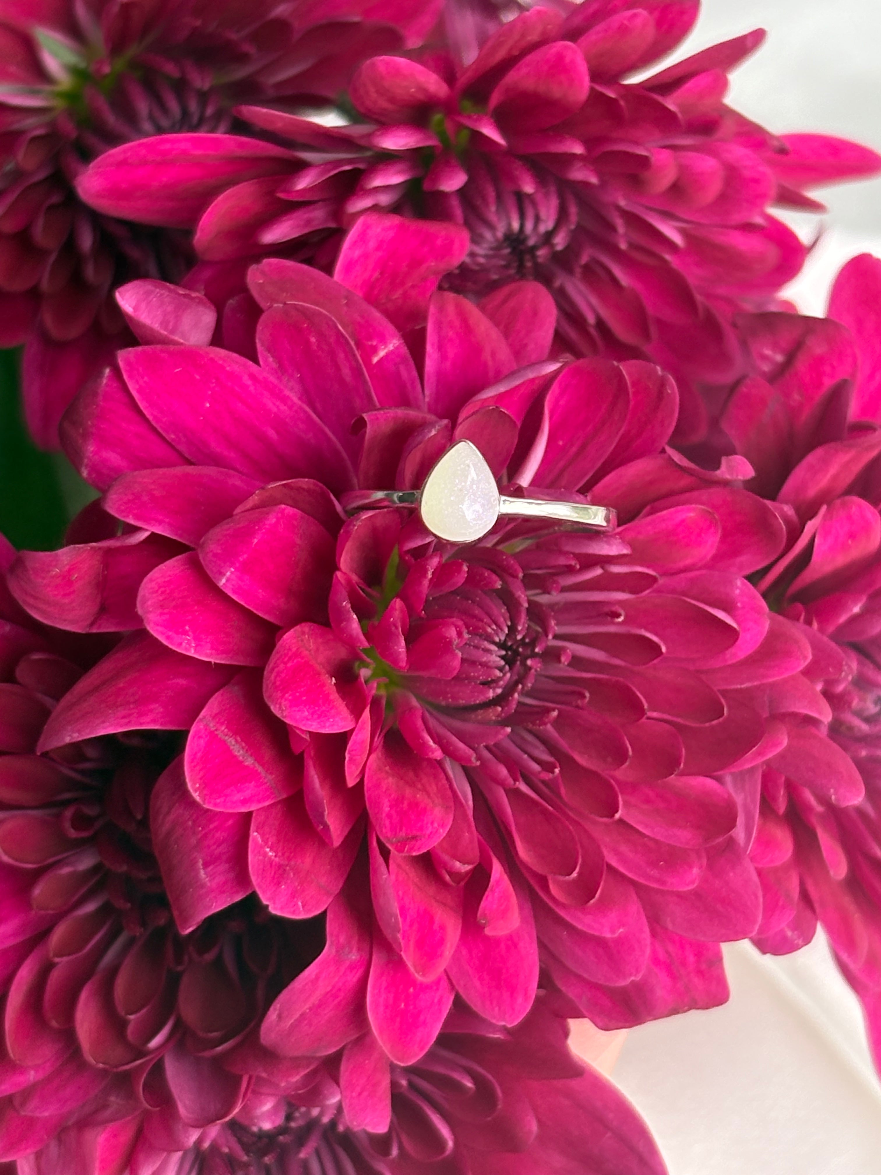 Tear Drop Ring - Custom Memorial Jewelry with Ashes or Milk