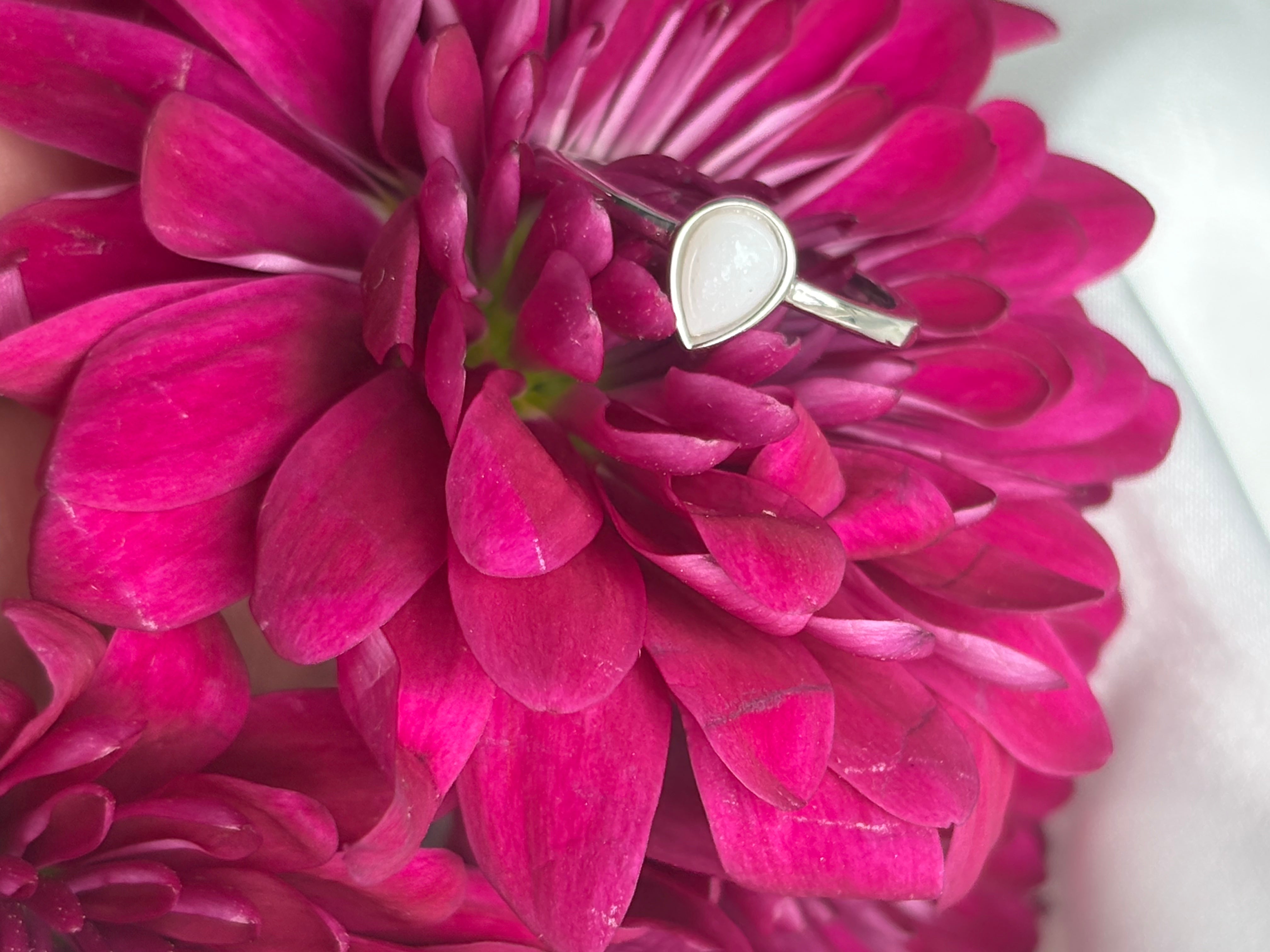 Tear Drop Ring - Custom Memorial Jewelry with Ashes or Milk