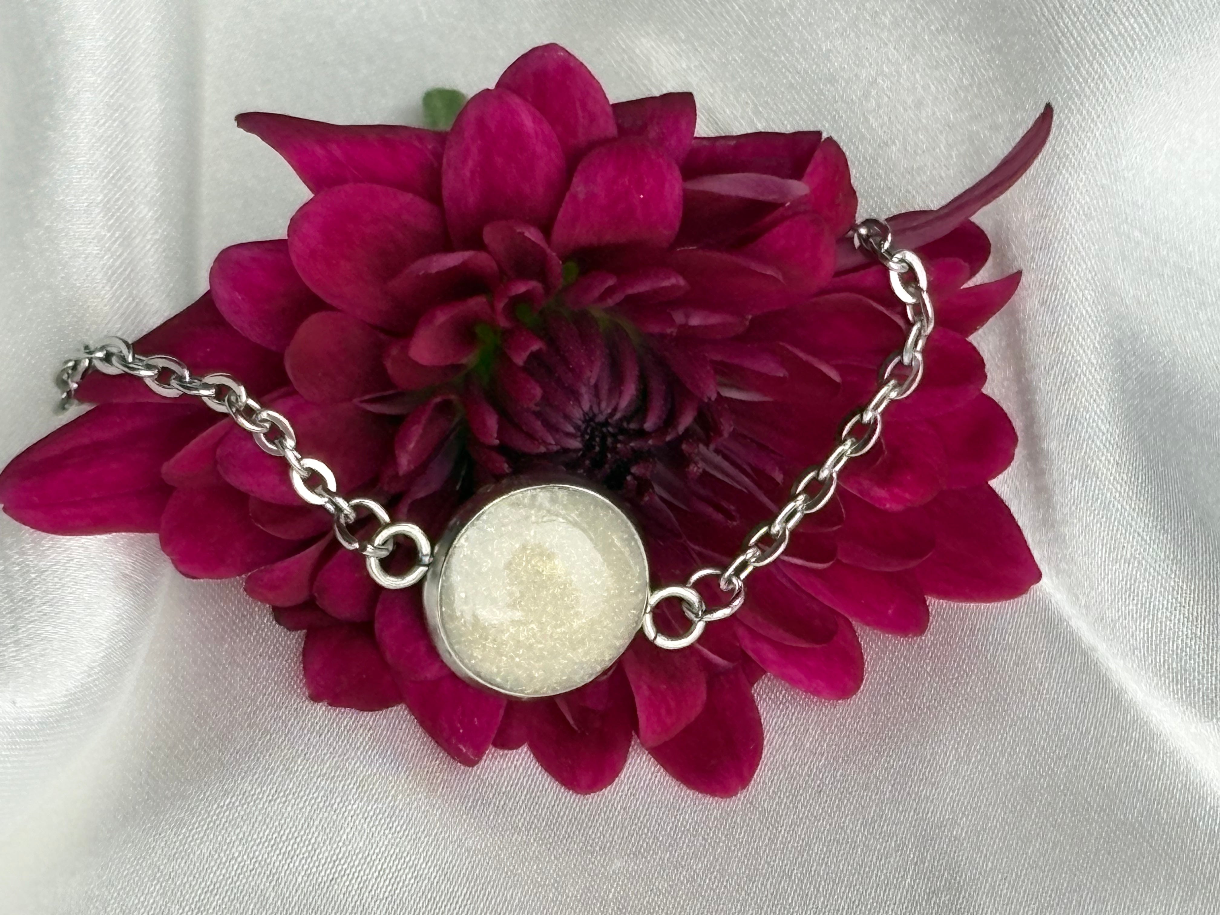 Round Bezel Bracelet - Custom Ashes or Breastmilk Keepsake