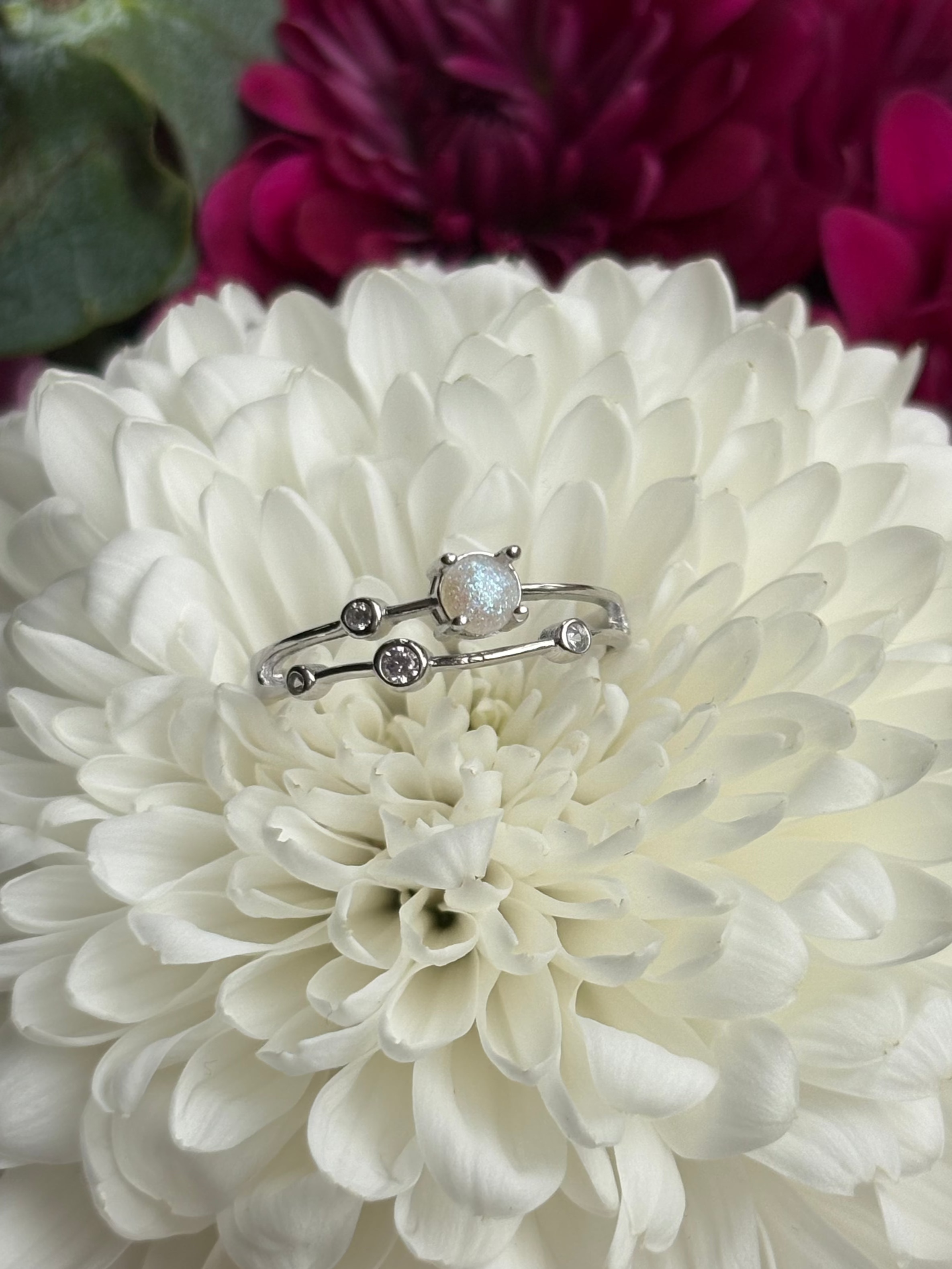 Classic Stephanie Ring - Sparkling Memorial Keepsake for Ashes or Hair