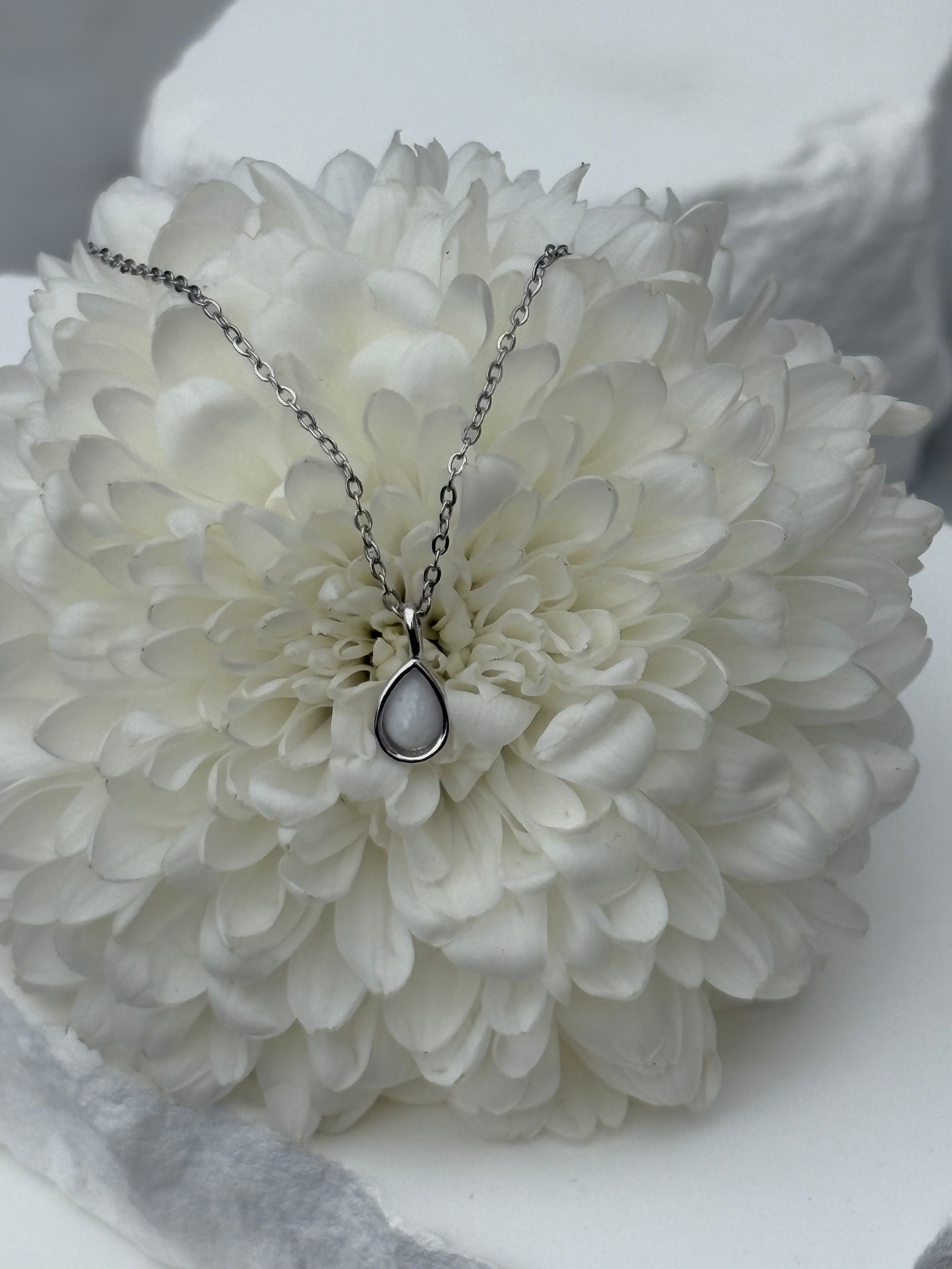 Pear Bezel Necklace - Ashes or Breastmilk Memorial Pendant
