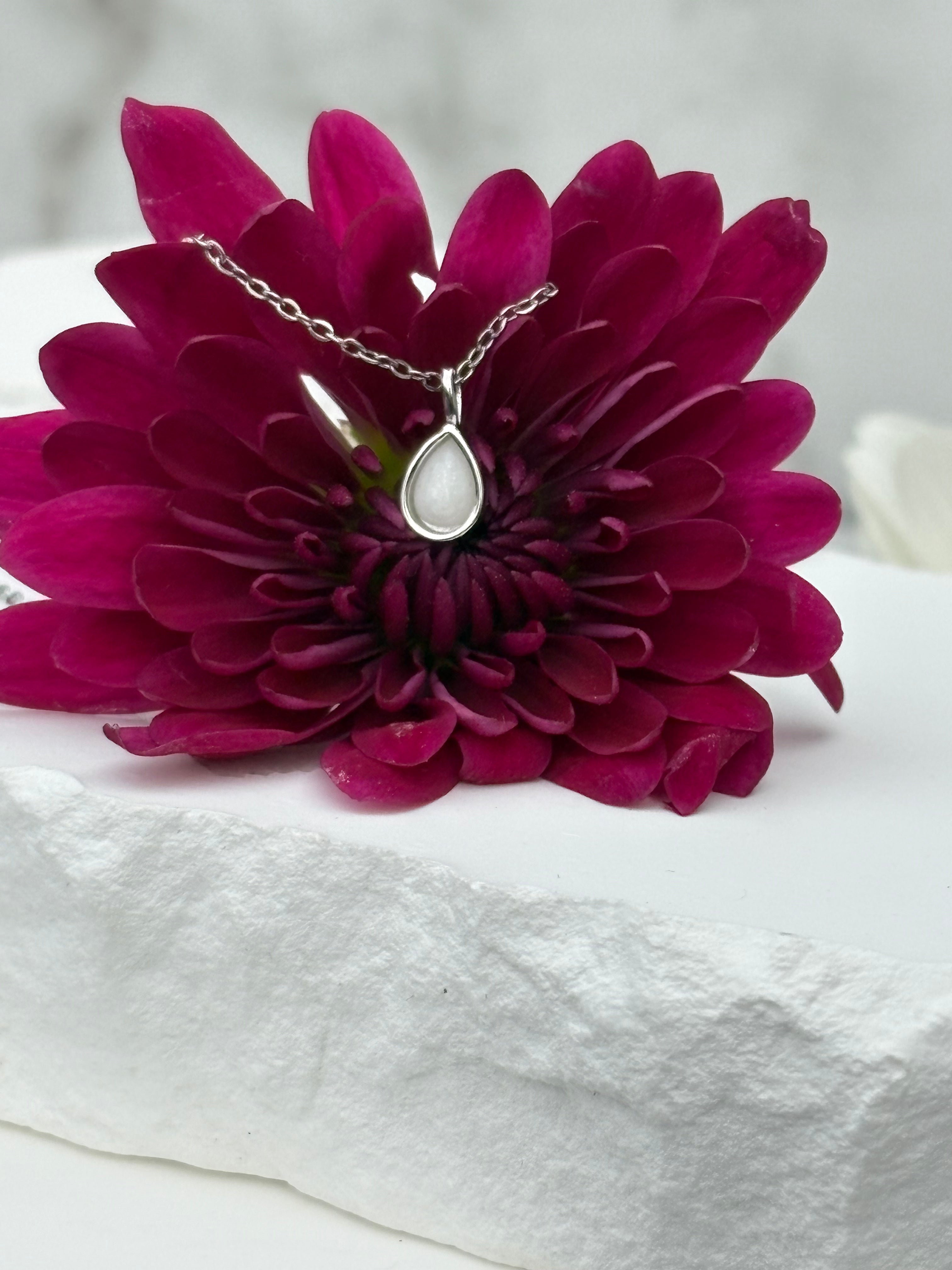 Pear Bezel Necklace - Ashes or Breastmilk Memorial Pendant