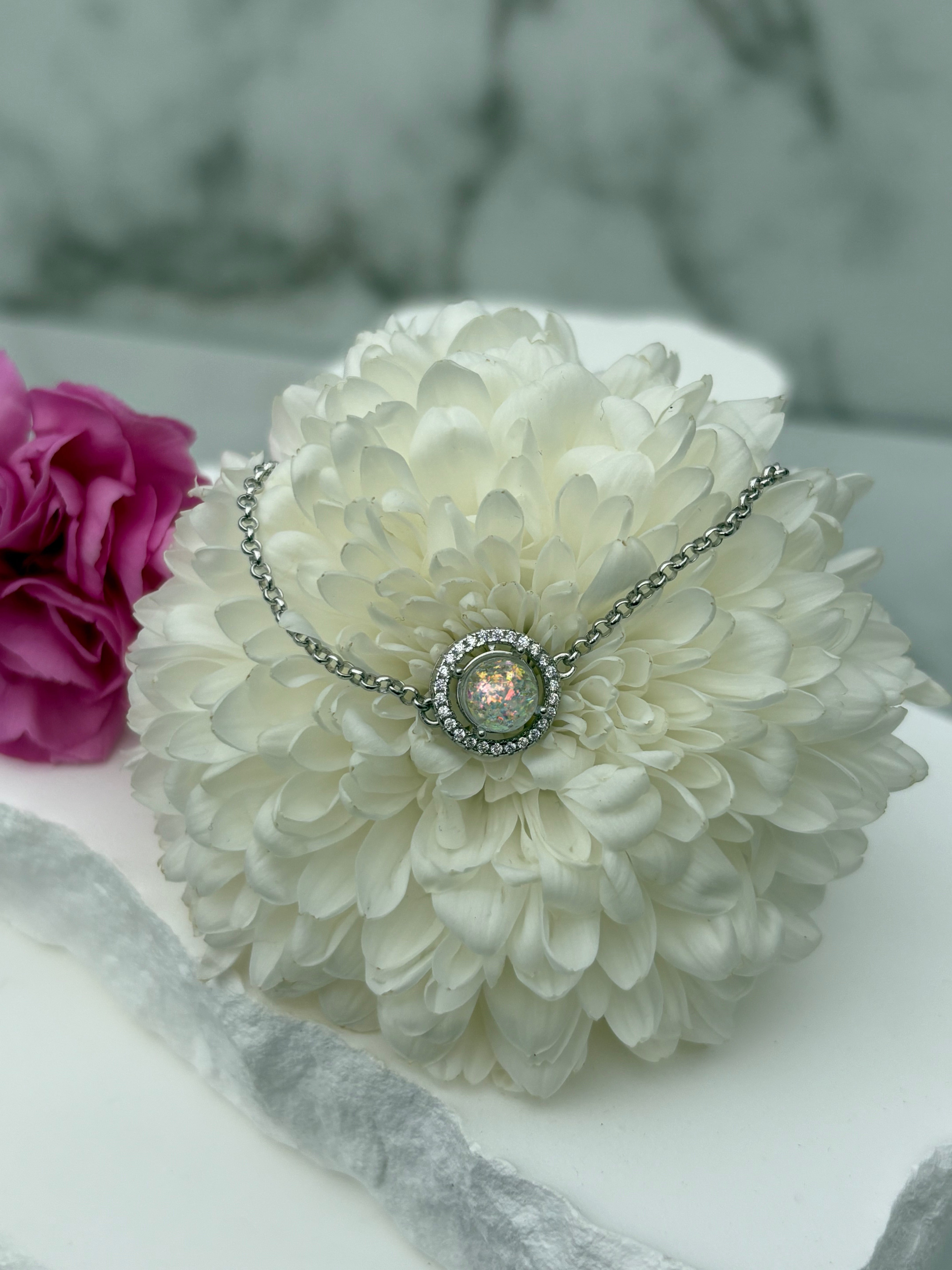 Round Halo Bracelet - Ashes or Keepsake Memorial Jewelry