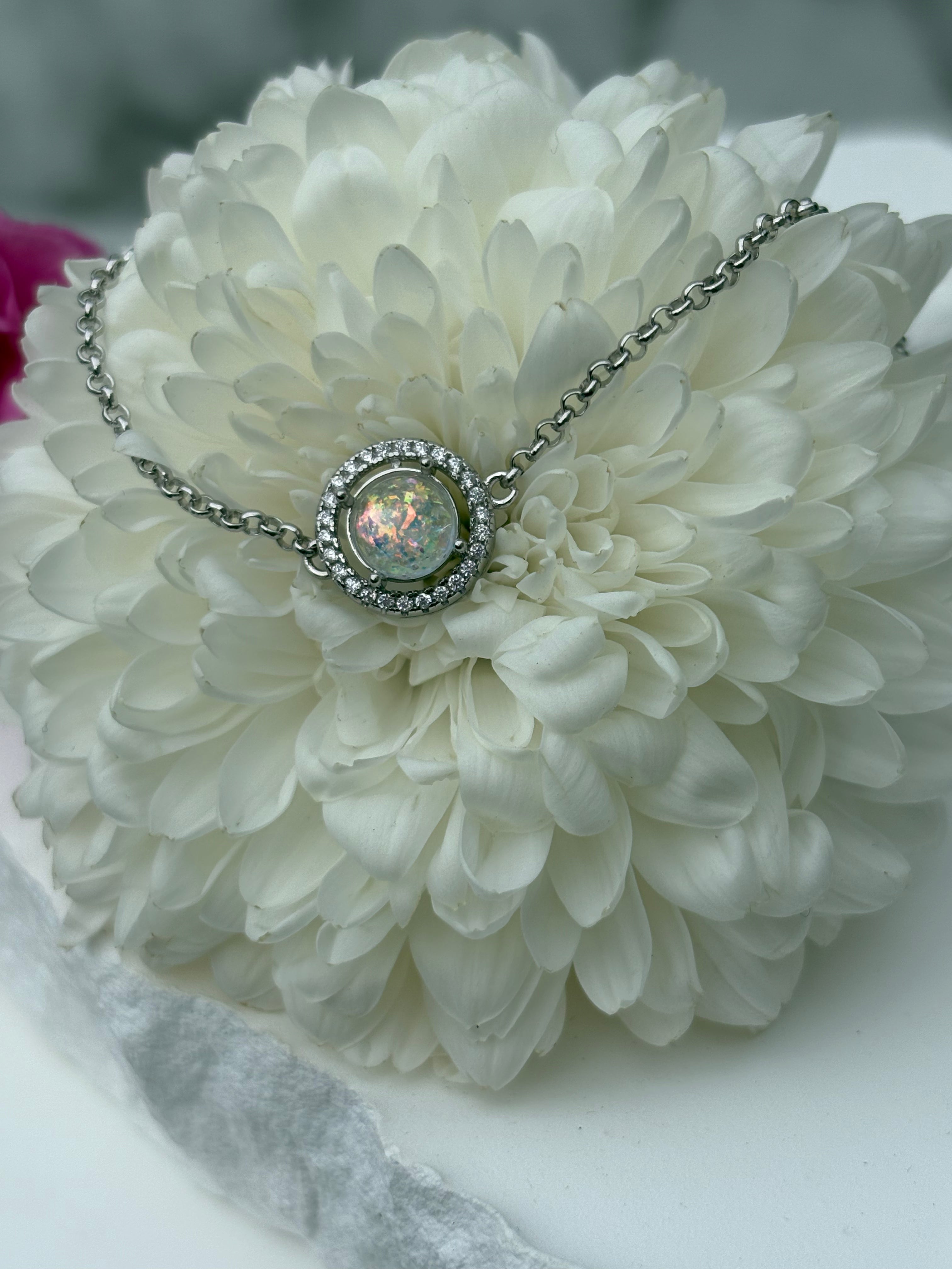 Round Halo Bracelet - Ashes or Keepsake Memorial Jewelry