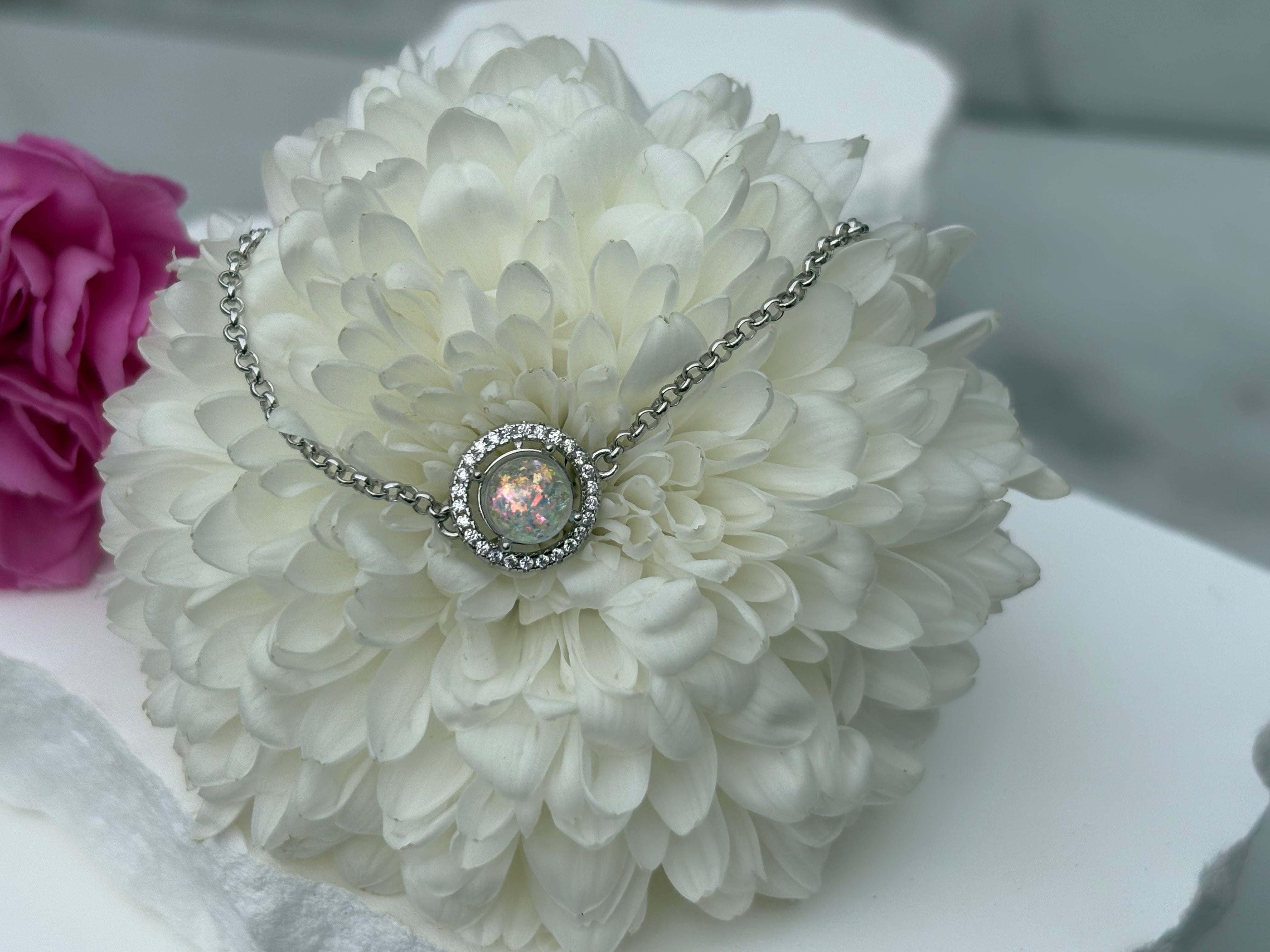 Round Halo Bracelet - Ashes or Keepsake Memorial Jewelry