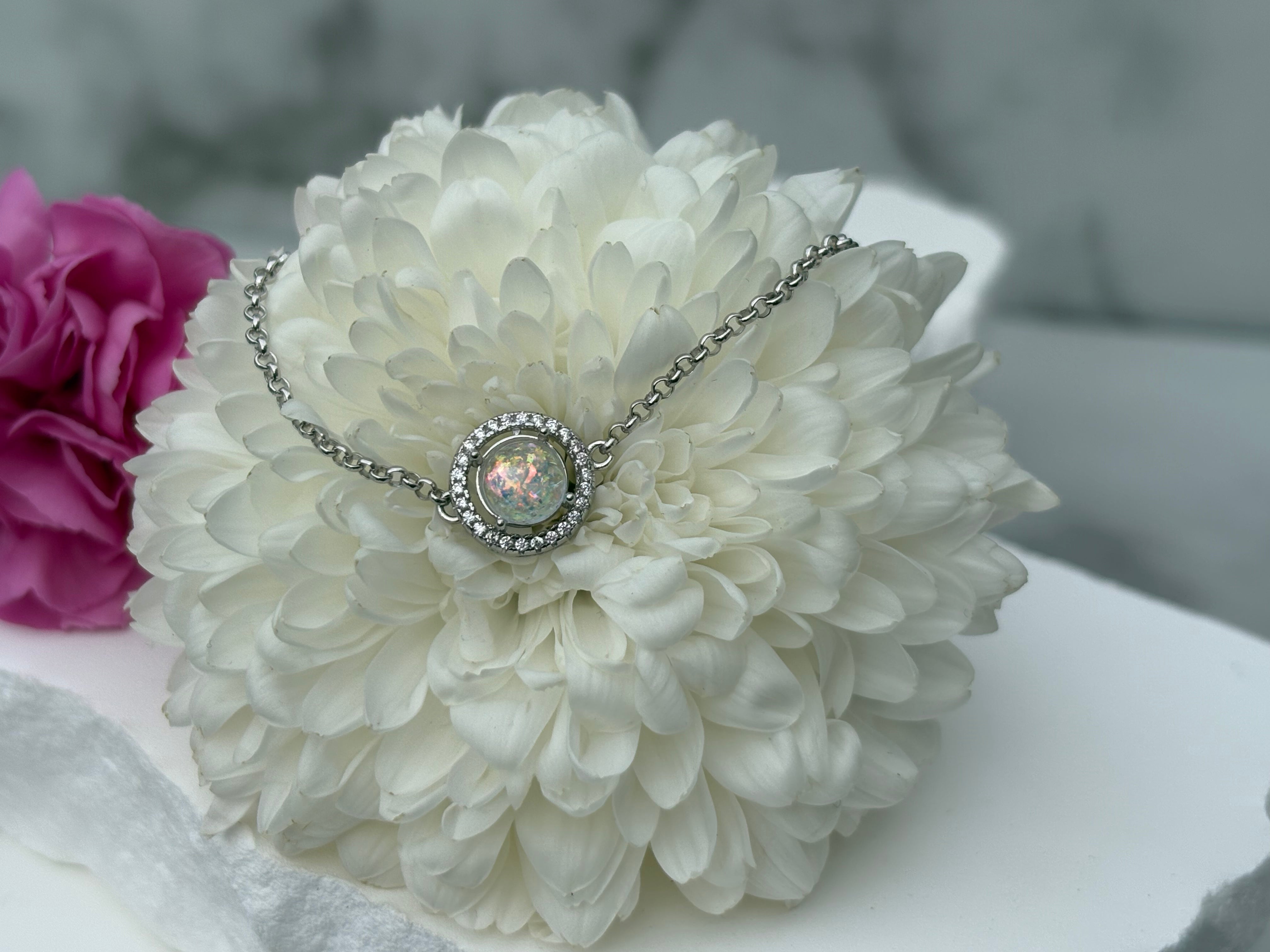 Round Halo Bracelet - Ashes or Keepsake Memorial Jewelry