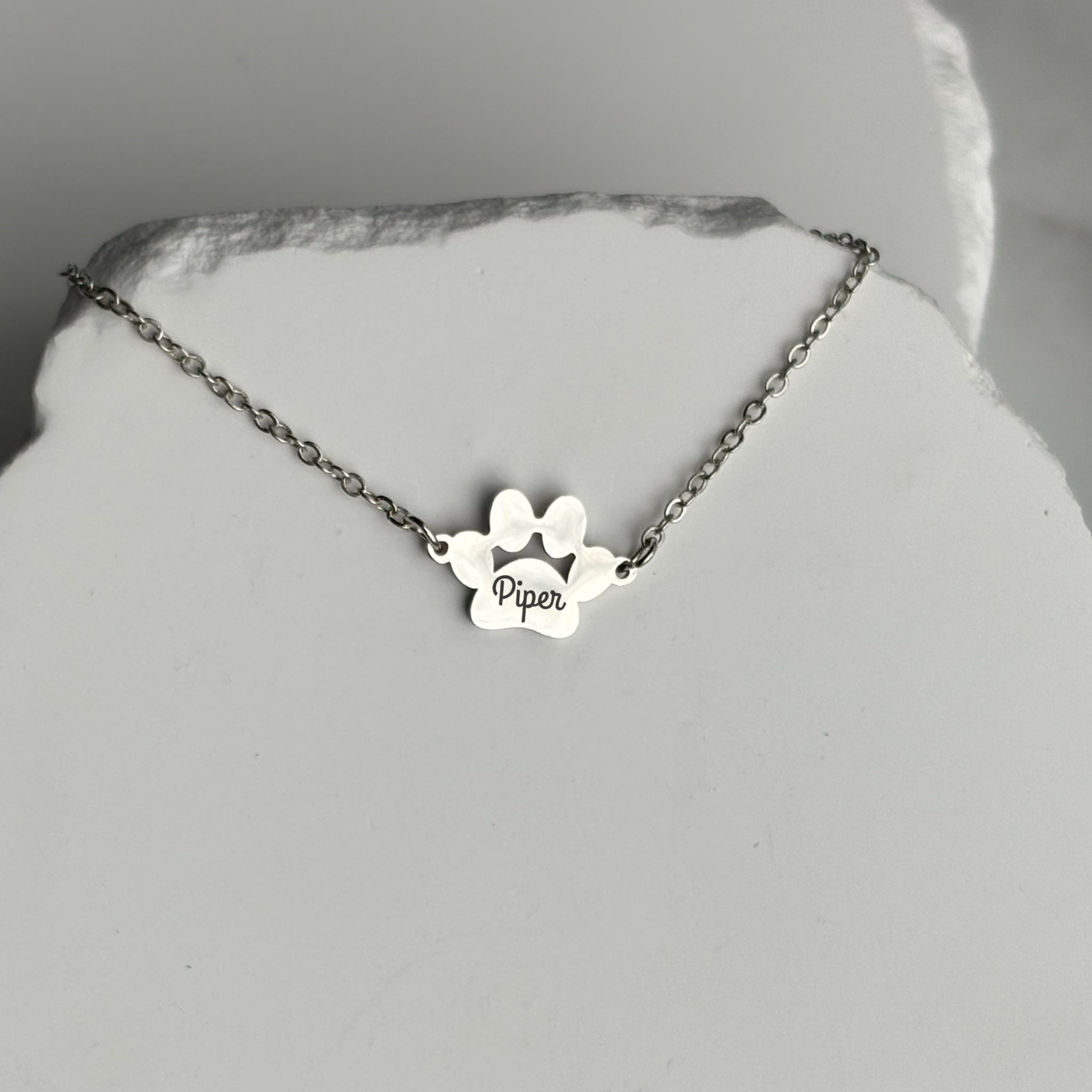 Engraved dog paw bracelet – pet loss remembrance gift