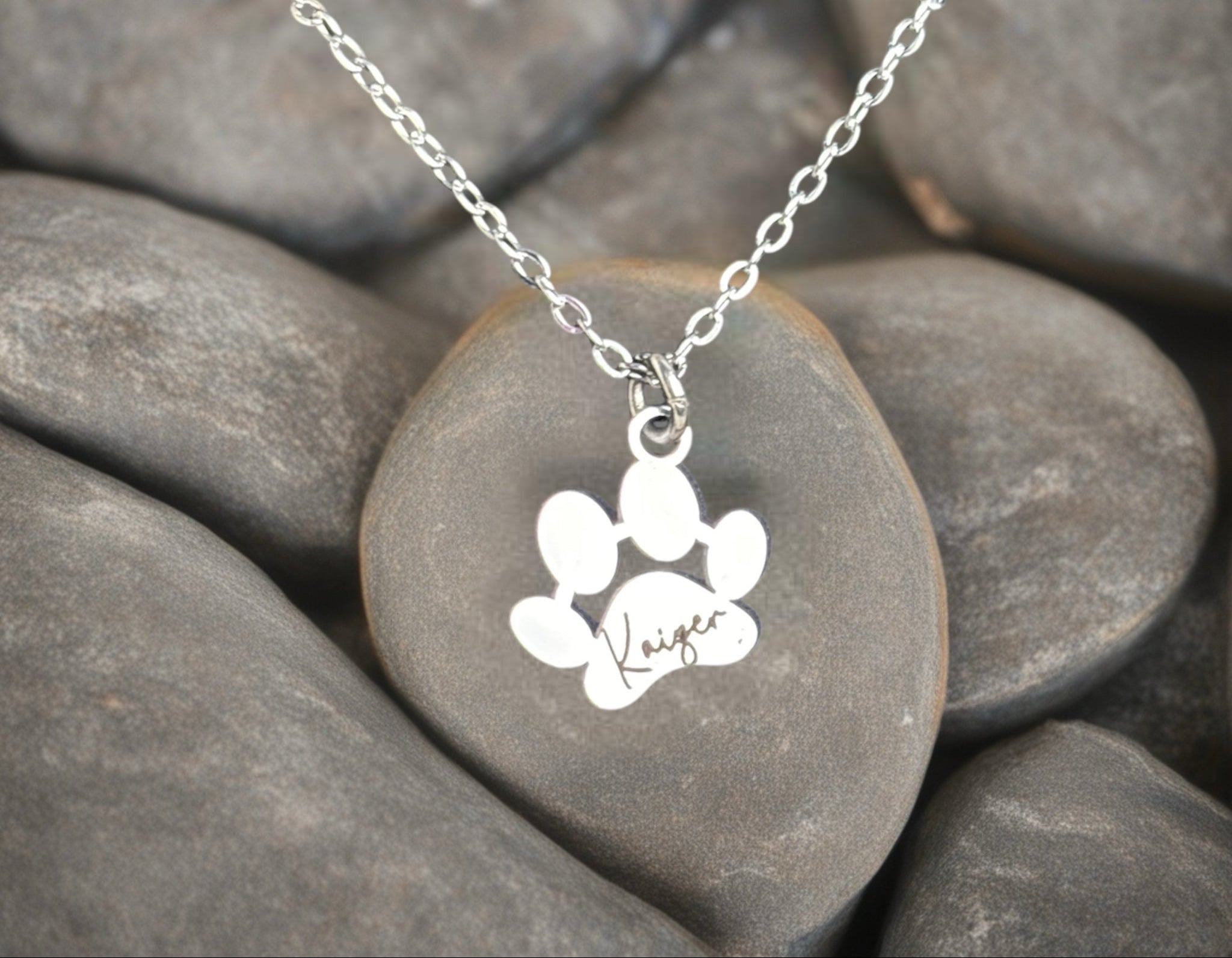 Dog Paw Necklace – Engraved Pet Memorial Keepsake - Pet Loss Keepsake