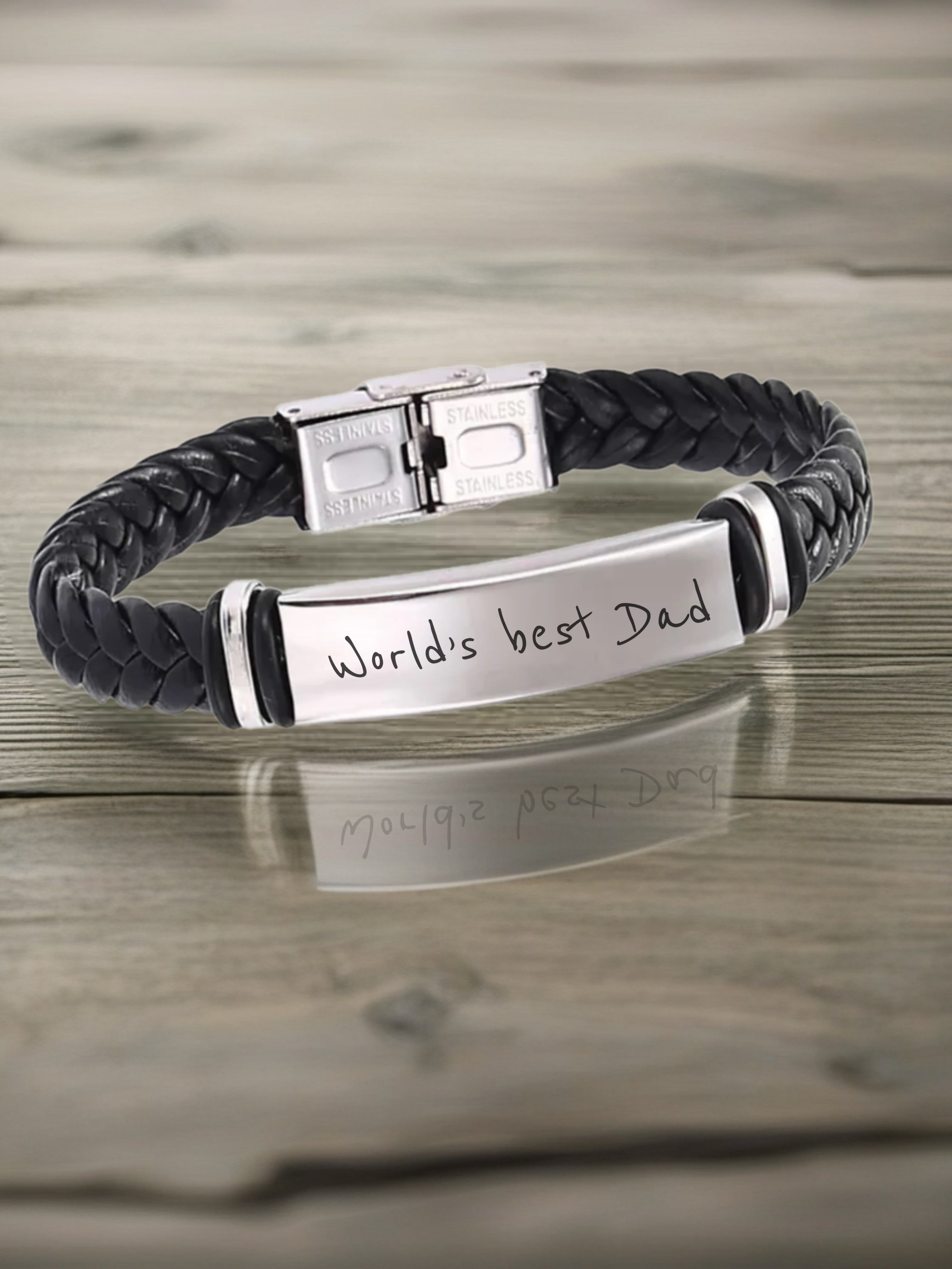 Men’s Engraved Leather Bracelet - Personalized Gift for Him
